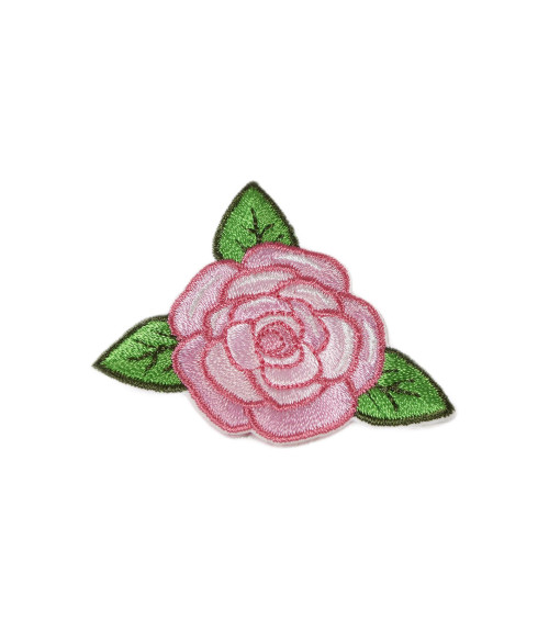 Set of 3 pale pink rose iron-on patches 4cm x 4.5cm