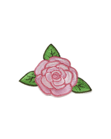 Set of 3 pale pink rose iron-on patches 4cm x 4.5cm