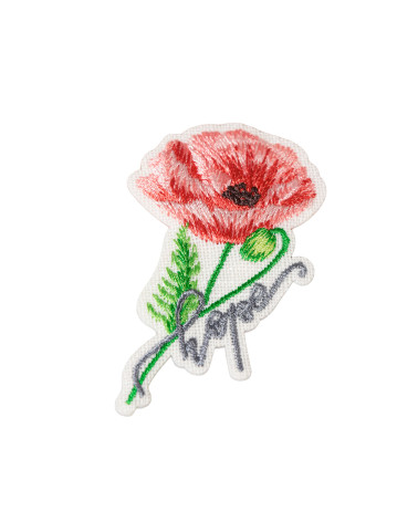 Set of 3 poppy flower patches 6.5cm x 4cm