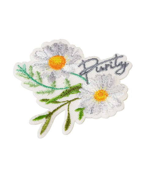 Set of 3 iron-on purity flower patches 5cm x 6cm