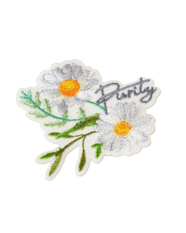 Lot de 3 écussons fleurs purity 5cm x 6cm