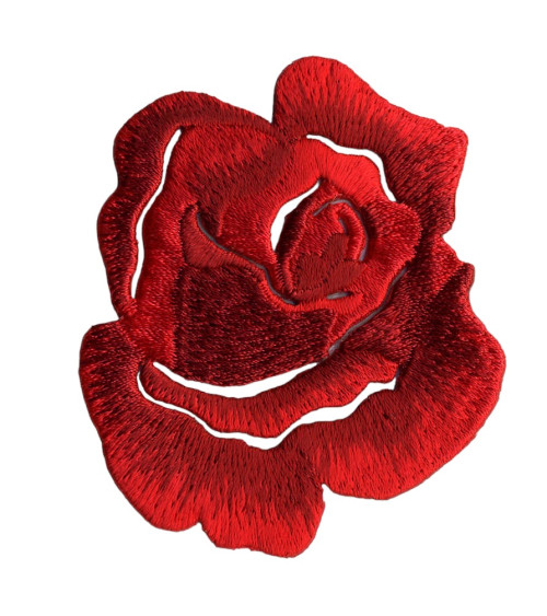 Set of 3 bright red rose iron-on patches