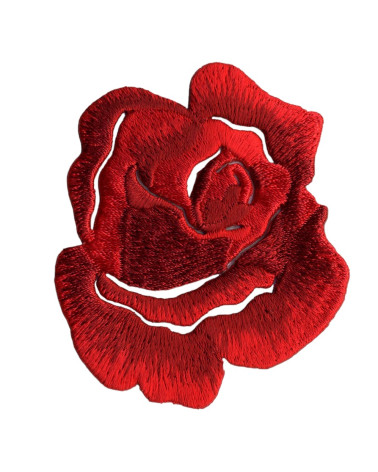 Set of 3 bright red rose iron-on patches