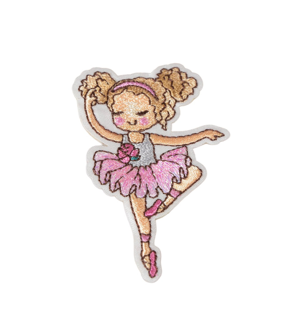 Pink ballerina iron-on patch 6.5cm x 4.5cm
