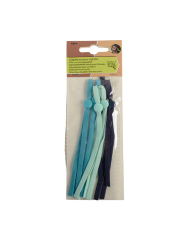 Attache masque réglable - 3 paires bleues