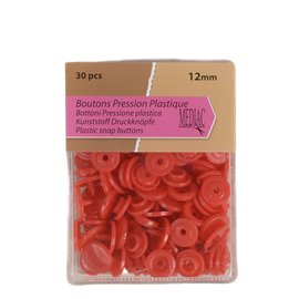 Lot de 30 boutons pression 100% plastique Rouge 12mm