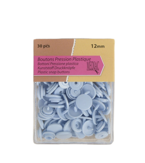 Lot de 30 boutons pression 100% plastique bleu layette 12mm