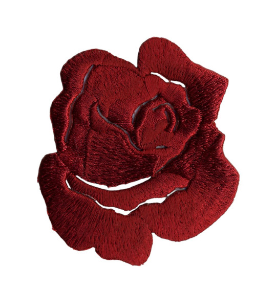 Set of 3 deep red rose iron-on patches