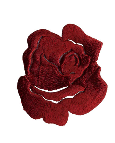 Set of 3 deep red rose iron-on patches