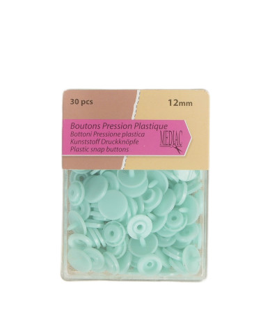 Set of 30 snap buttons 100% water green plastic 12mm