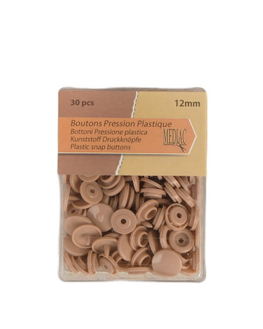 Pack of 30 snap buttons 100% plastic Camel 12mm
