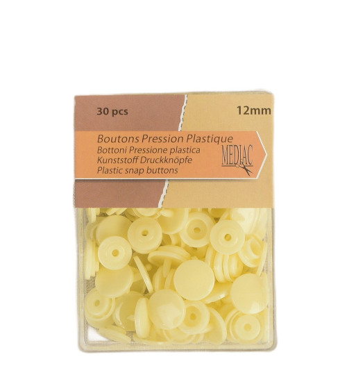 Lot de 30 boutons pression 100% plastique Ivoire 12mm