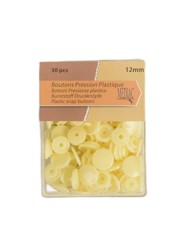 Set mit 30 Druckknöpfen aus 100 % Kunststoff, elfenbeinfarben, 12 mm