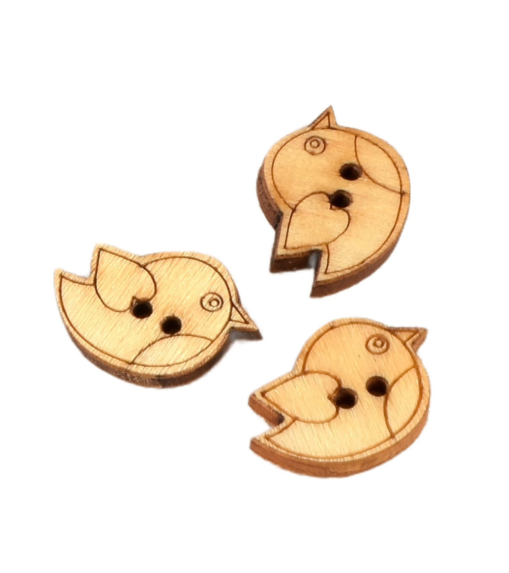 Bouton en bois 2cm x 1,8cm oiseau