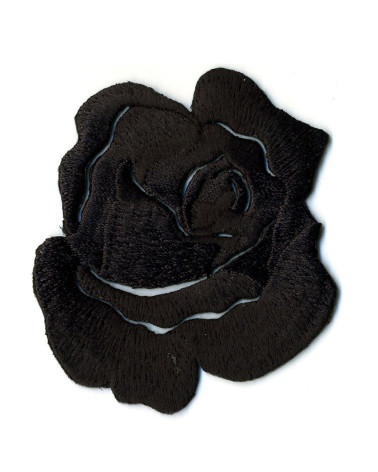 Set of 3 black rose iron-on patches
