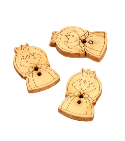 Bouton en bois 2cm x 1,8cm princesse