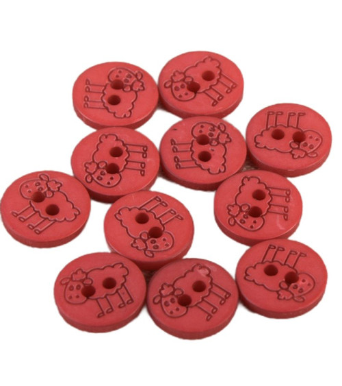 Bouton 2 trous mouton 15mm Rouge