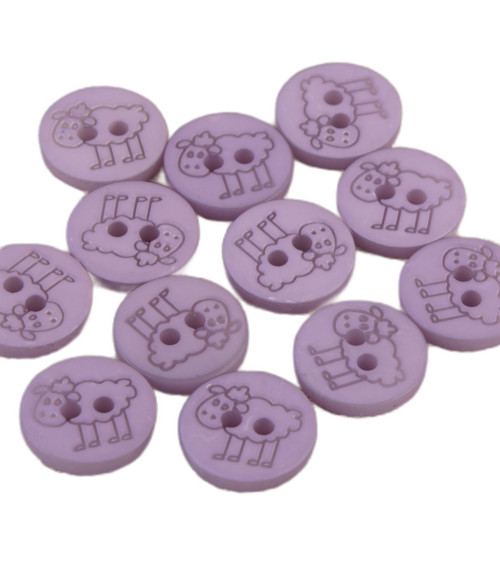 Bouton 2 trous mouton 15mm Violet lilas