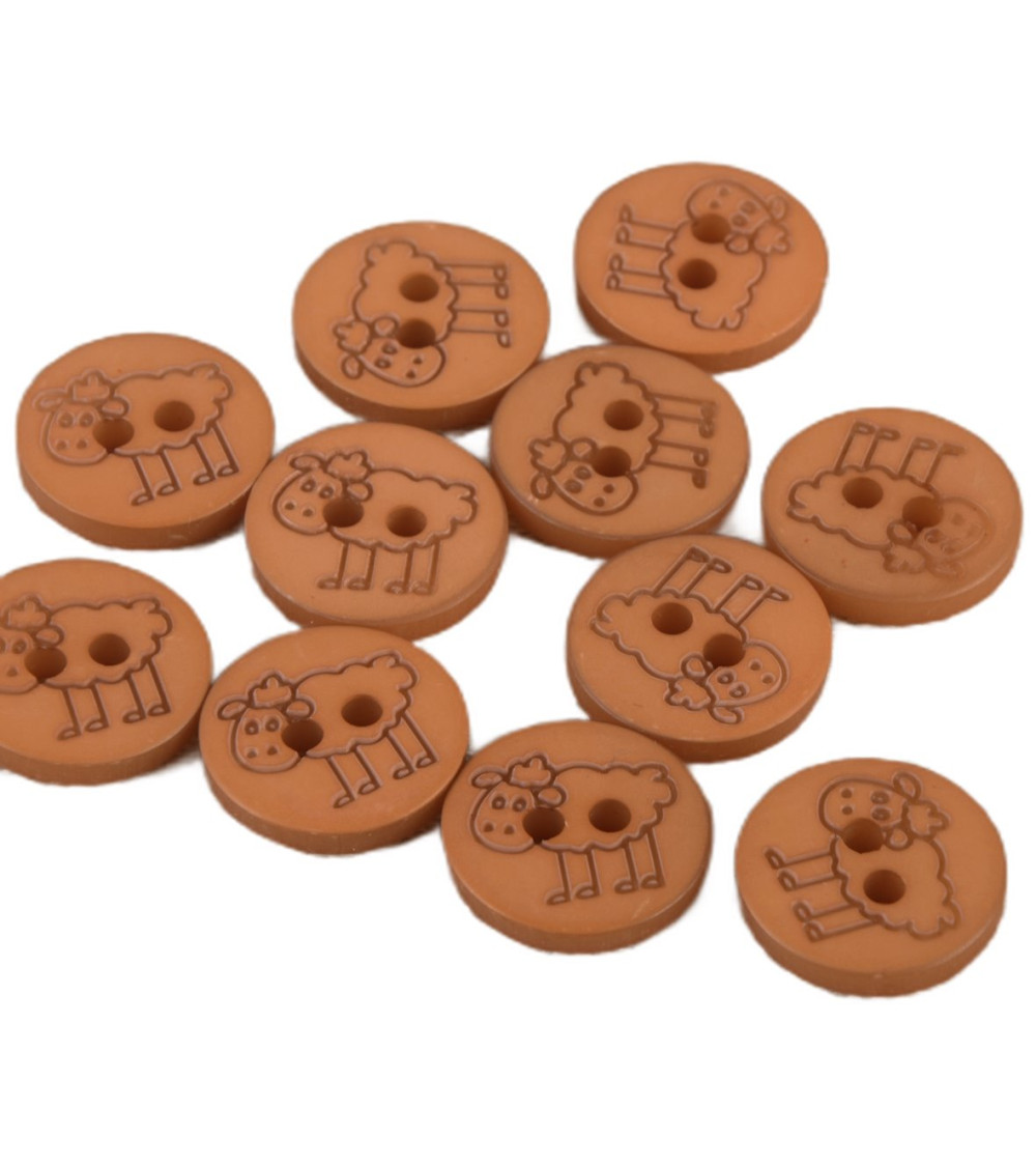 2 hole sheep button 15mm rust orange