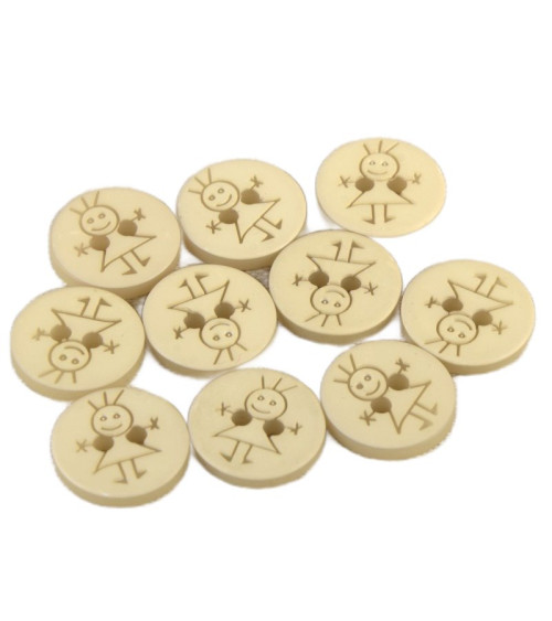 Bouton 2 trous fille 15mm Beige Pierre