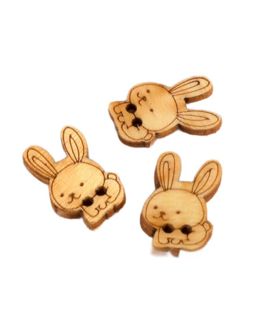 Set mit 6 Holzknöpfen 2 cm x 1,8 cm Hase