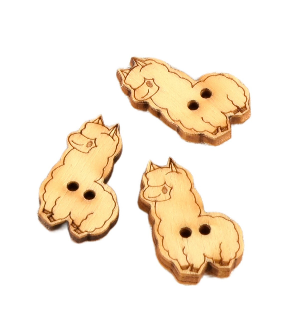 Set of 6 wooden buttons 2cm x 1.8cm llama
