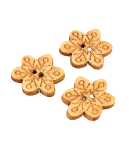 Lot de 6 boutons en bois 2cm x 1,8cm flocon