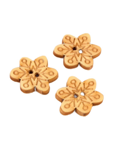 Set mit 6 Holzknöpfen 2 cm x 1,8 cm Schneeflocke