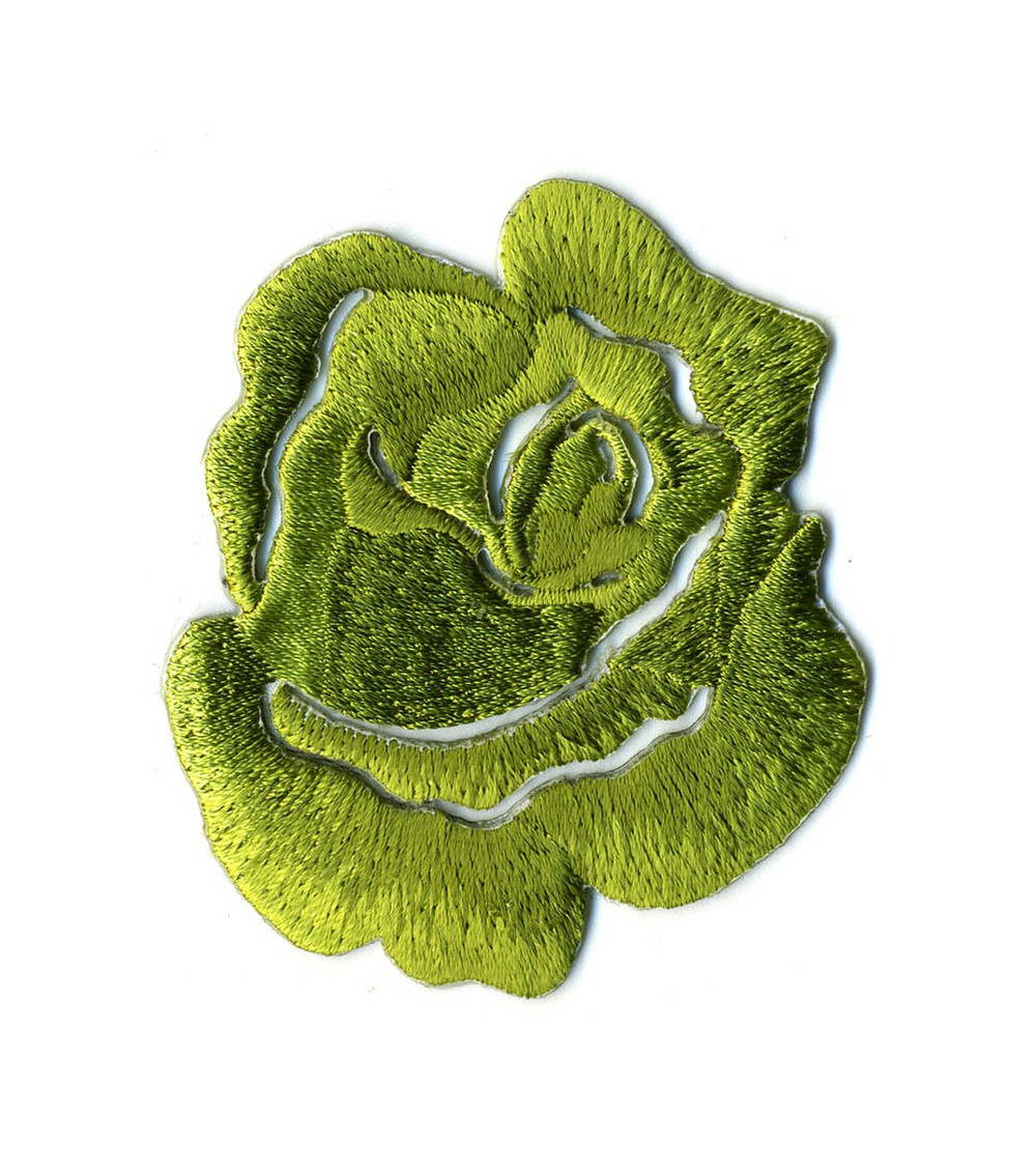 Set of 3 iron-on patches Rose anise green