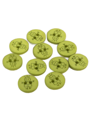 Set mit 6 Jungenknöpfen mit 2 Löchern, 15 mm, Hellgrün