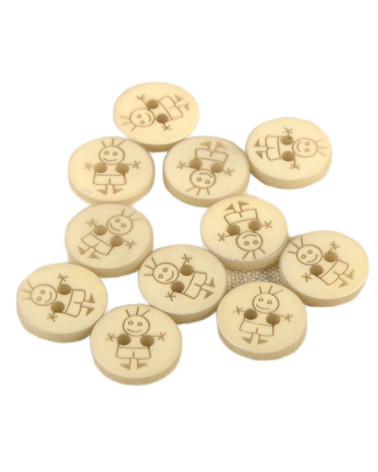 Set di 6 bottoni da ragazzo a 2 fori da 15 mm Stone Beige
