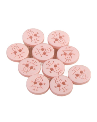 Set of 6 2-hole buttons for girls 15mm Baby Pink