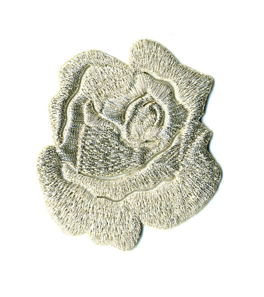Set of 3 iron-on patches Rose silver - lurex