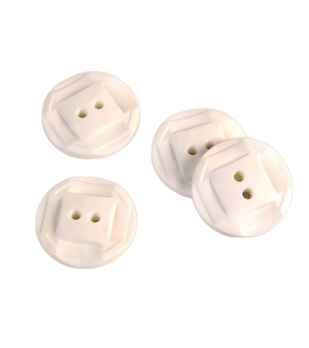 Set of 6 buttons 2 holes white 27mm