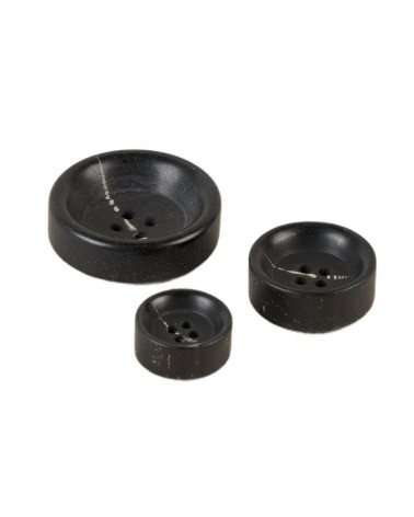 Set di 6 bottoni spessi neri a 4 fori