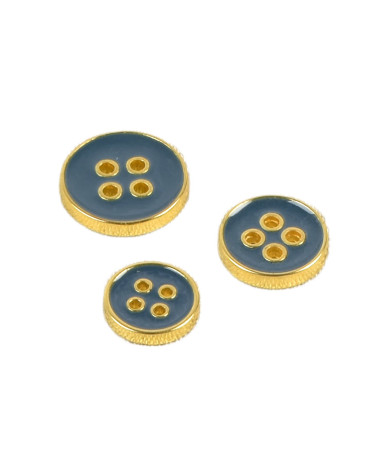 Set of 6 petroleum blue lacquered buttons