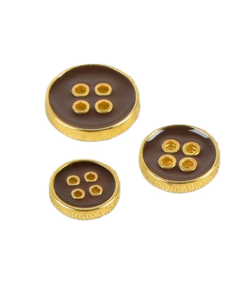 Lot de 6 boutons laqués marron