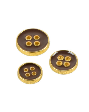 Set of 6 brown lacquered buttons