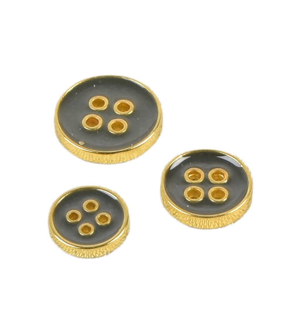 Lot de 6 boutons laqués gris