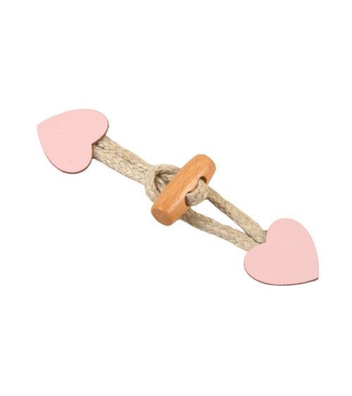 Brandebourg coeur simili cuir rose layette 2,4cm x 10cm