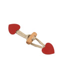 Lot de 4 brandebourgs coeur simili cuir rouge 2,4cm x 10cm