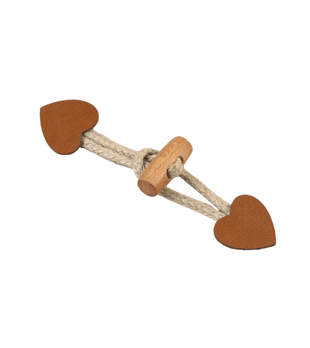 Set of 4 havana brown faux leather heart frogs 2.4cm x 10cm