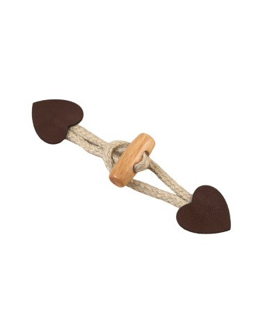 Set of 4 brown faux leather heart frogs 2.4cm x 10cm