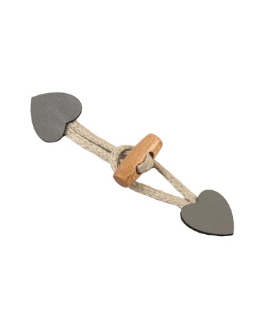 Set of 4 ash gray faux leather heart frogs 2.4cm x 10cm