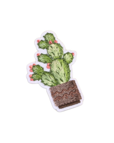 Set of 3 cactus iron-on patches with pink point 5.5cm x 3.5cm