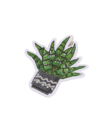 Set of 3 iron-on cactus patches in gray pot 4.5cm x 4cm