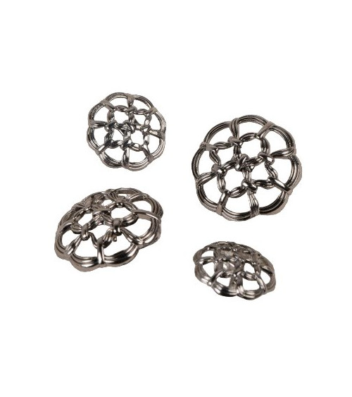 Lot de 6 boutons boutons ajourés gris