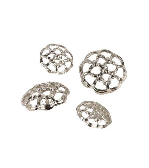 Lot de 6 boutons boutons ajourés argent