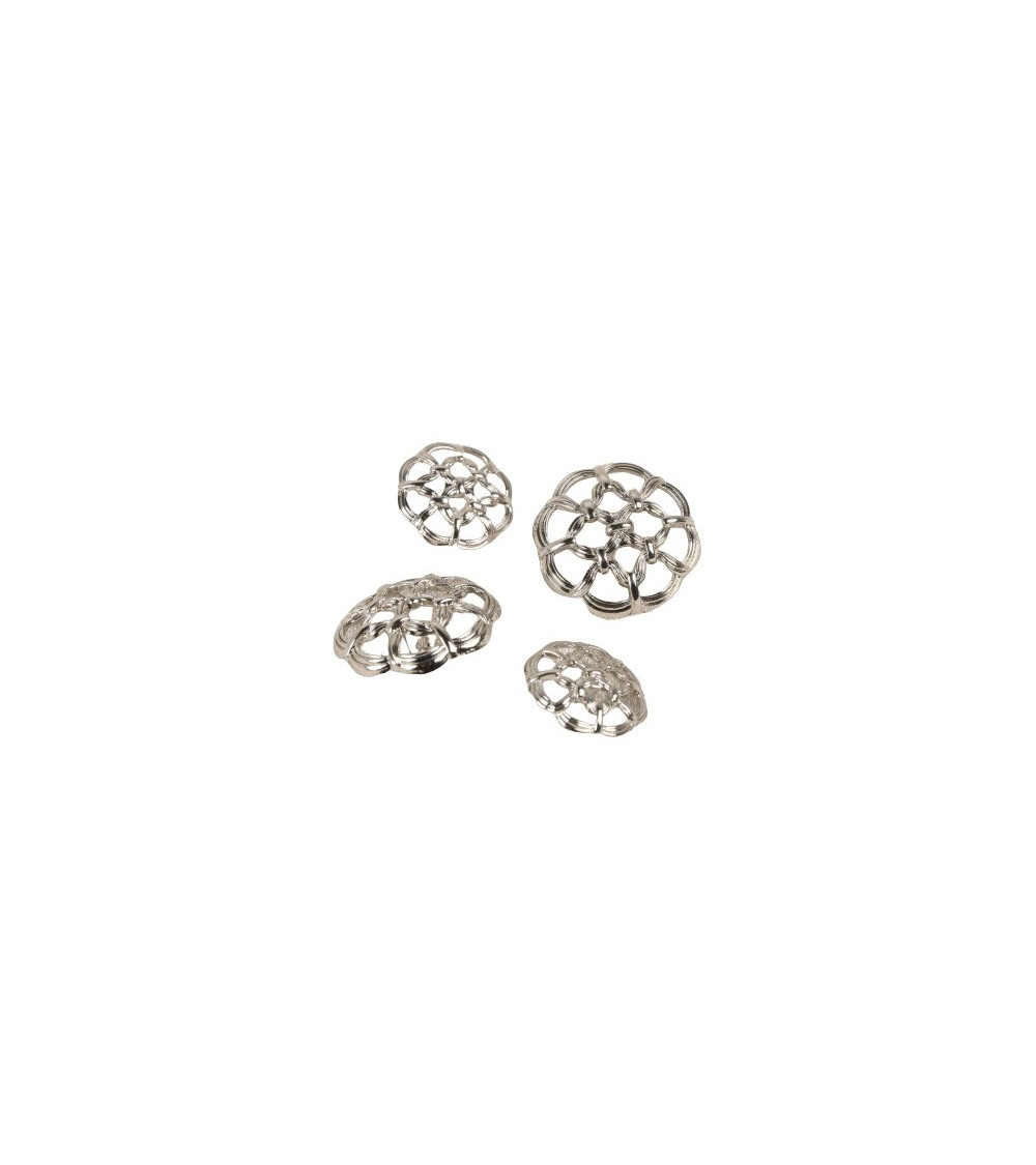 Lot de 6 boutons boutons ajourés argent