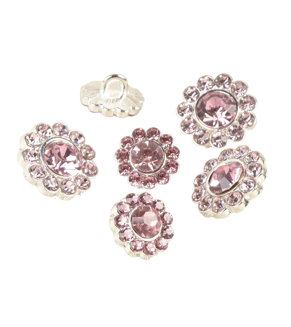 Bouton strass rose